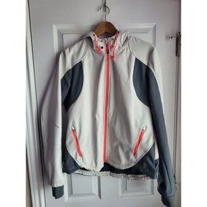 Mondetta Women's Large White/Gray/Orange Fleece Lined Softshell Hooded Jacket